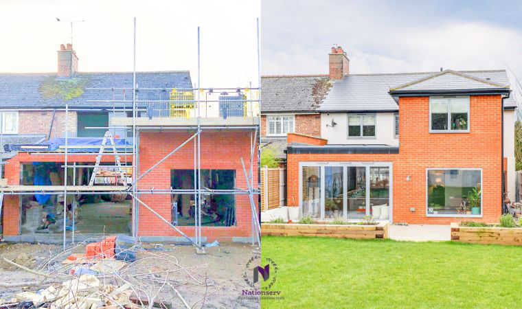 Two storey home extension before and after by Nationserv