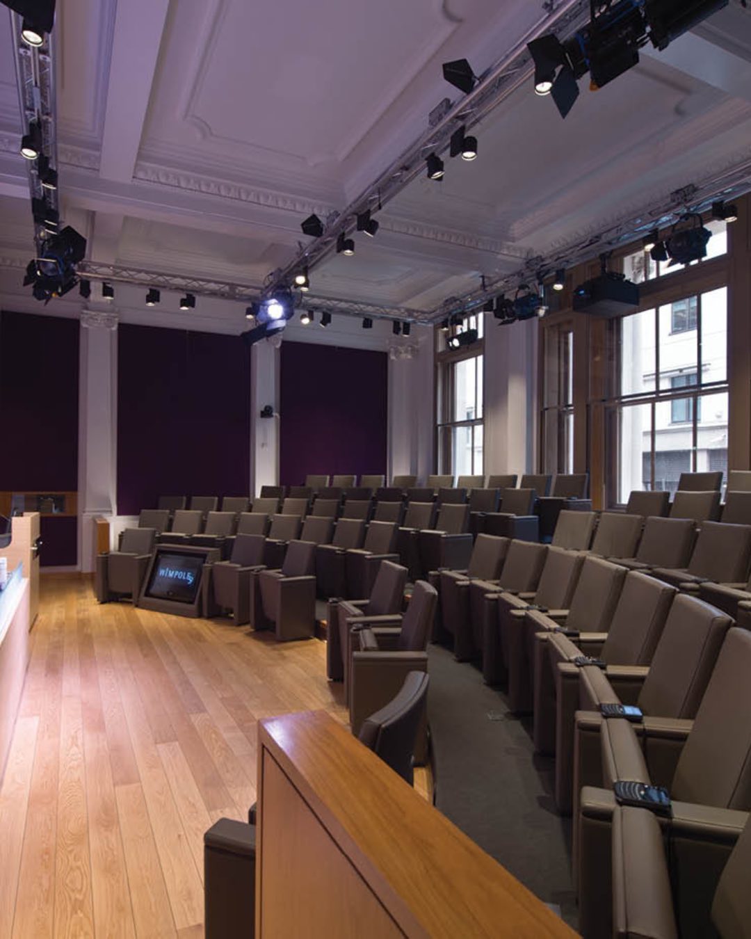 Internal scaffold and layered protection systems installed in the Royal Society of Medicine auditorium during ceiling reinstatement