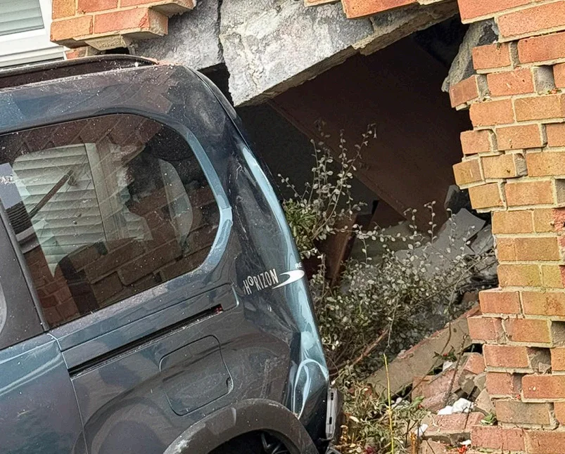 A vehicle embedded in the wall of an Oxford residential property where Nationserv attended the emergency claim instructed by Sedgwick